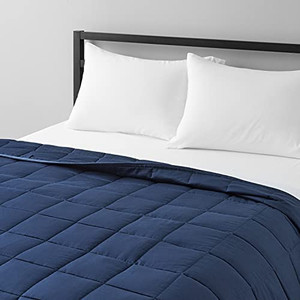 lot 2588 image: Amazon Basics All-Season Cotton Weighted Blanket - 20-Pound, 48 x 72 (Twin), Navy Blue