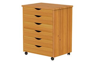 lot 2594 image: ADEPTUS 76152 6 Drawer Wide Roll Cart, Medium Pine