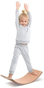 lot 2600 image: Milliard Wooden Wobble Balance Board for Kids and Toddlers, Open Ended Play Toy, Curvy Yoga Board (Waldorf Balance Board)