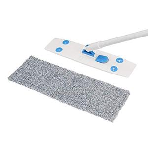 lot 2613 image: Amazon Basics Dust Mop Sweeper, Washable Cloth, Blue and White
