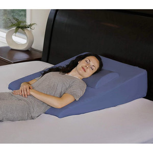 lot 2639 image: InteVision Extra Large Bed Wedge Pillow (33 x 30.5 x 7.5 inch) and Headrest Pillow - Help Relief from Acid Reflux, Post Surgery, Snoring - Egyptian Cotton Cover - 2 inch Memory Foam Top