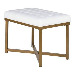 lot 2641 image: Homepop Velvet Tufted Metal Ottoman - White