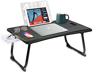 lot 2642 image: Laptop Desk for Bed - Foldable Portable Bed Desk, Lap Desk with Ipad HolderStorage DrawerCup HolderBook EndHandle, Bed Tray Table for EatingWorkingWritingReading, for BedCouchFloor