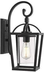 lot 2648 image: Emliviar Outdoor Lighting Fixtures Wall Mount, Exterior Wall Lantern, Black Finish with Clear Glass, YE19101-W BK