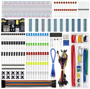 lot 2663 image: REXQualis Electronics Component Fun Kit w Power Supply Module, Jumper Wire, 830 Tie-Points Breadboard, Precision Potentiometer, Resistor Compatible with Arduino, Raspberry Pi, STM32