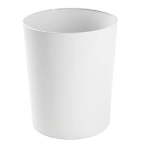 lot 2668 image: mDesign Round Metal Small Trash Can Wastebasket, Garbage Container Bin for Bathrooms, Powder Rooms, Kitchens, Home Offices - Durable Steel - White