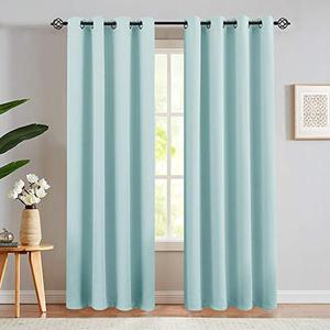 lot 2670 image: Tea Blue Room Darkening Curtains for Living Room Window Drapes Thermal Insulated Triple Weave Grommet Curtain Panels for Bedroom - 84 Inch (2 Panels)