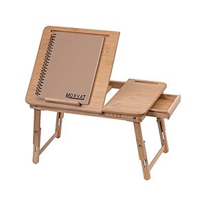 lot 6191 image: MORVAT Laptop Lap Desk with Storage Bed Desk Lap Tray Adjustable Laptop Stand for Bed Writing Desk Lap Desk Bed Table Laptop Desk with Magnetic Drawer and Drawing Sketchpad 100% Natural Bamboo Wood