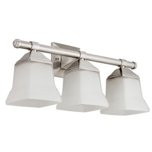 lot 6198 image: SUNLITE 3-light Square Brushed Nickel Vanity Fixture - 100 Watts Max