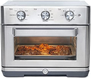 lot 7185 image: GE Mechanical Air Fryer Toaster Oven  Accessory Set  Convection Toaster with 7 Cook Modes  Large Capacity Oven - Fits 12 Pizza  Countertop Kitchen Essentials  Stainless Steel