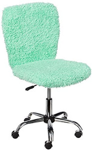 lot 7198 image: Urban Shop Faux Fur Rolling Task Chair, Mint
