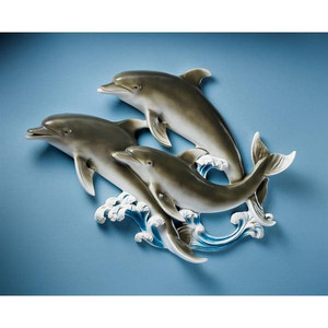 lot 7199 image: Design Toscano 17.5 in. H The Good Seas Dolphin Wall Sculpture