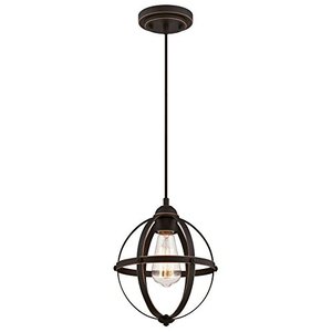 lot 7208 image: Westinghouse Lighting 6361900 Stella Mira One-Light Indoor Mini Pendant, Oil Rubbed Bronze Finish with Highlights