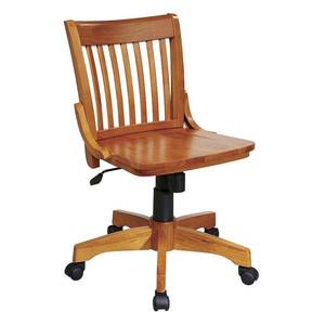 lot 7212 image: OSP Home Furnishings Designs Deluxe Armless Wood Bankers Desk Chair with Wood Seat, Fruit Wood, Mid-Back (101FW)
