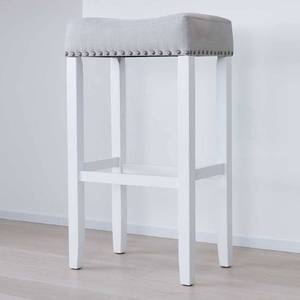 lot 7216 image: Nathan James Hylie Nailhead Wood Pub-Height Kitchen Stool, Light GrayWhite