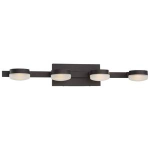 lot 8232 image: Good Lumens 4-Light Oil Rubbed Bronze LED Bath Vanity Light 30 Wide LED Bathroom Vanity Light with Bowl Shades