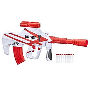 lot 8241 image: NERF Fortnite B-AR Motorized Dart Blaster -- Fortnite Converge Wrap, Motorized 10-Dart Blasting, 10-Dart Clip