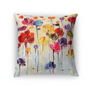 lot 8259 image: Kavka Designs Red Orange Purple Blue Green Dancing Flowers Accent Pillow with Insert