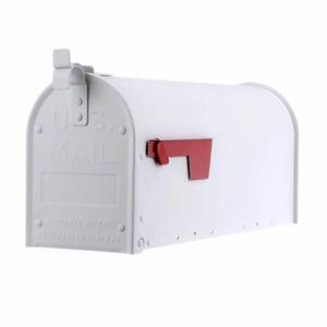 lot 8266 image: Gibraltar Mailboxes Admiral Medium, Aluminum, Post-Mount Mailbox, Textured White, ADM11W01