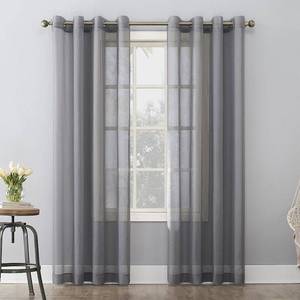 lot 8271 image: 108x59 Emily Sheer Voile Grommet Top Curtain Panel Dark Gray - No. 918 (One Panel)