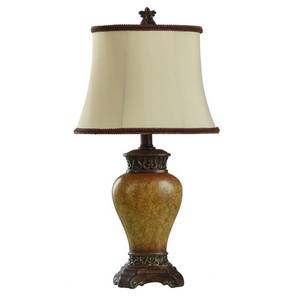 lot 8273 image: StyleCraft Bronze Maximus 24 in Table Lamp with Bronze Trim and Soutache