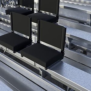 lot 8275 image: Flash Furniture Grandstand Comfort Seats by Flash - Black Stadium Chair - 2 Pack 500 lb. Rated Folding Chair - Carry Handle - Ultra-Padded Seat