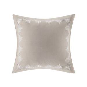 lot 8277 image: InkIvy 26x26 Euro Isla Cotton Embroidered Sham Taupe (One)