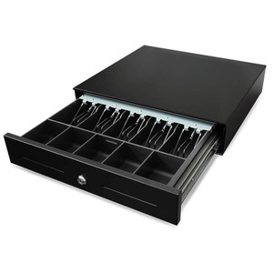 lot 8280 image: Beelta 18 Cash Drawer with Removable Tray, 5Bill5Coin, RJ11 Cable, Key Lock, DC24V, Standard Duty, BK1816B