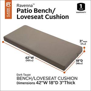 lot 8307 image: Classic Accessories 62-014-TAUPE-EC Ravenna BenchSettee Cushion, 1 Count (Pack of 1), Dark Taupe