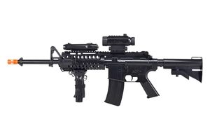 lot 8321 image: Fire Power SOFT AIR USA F4D AEG Electric Airsoft Rifle with Flashlight and Laser, Black, 200 FPS