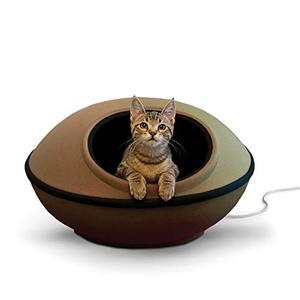 lot 8323 image: K&H PET PRODUCTS Thermo-Mod Dream Pod Heated Pet Bed 22 Inches TanBlack - Incomplete