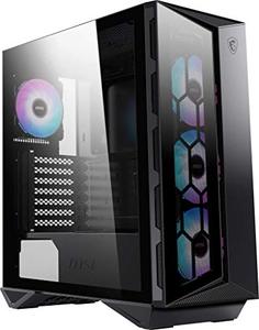 lot 8324 image: MSI MPG Series GUNGNIR 110R, Premium Mid-Tower Gaming PC Case Tempered Glass Side Panel, ARGB 120mm Fans, Liquid Cooling Support up to 360mm Radiator, Two-Tone Design