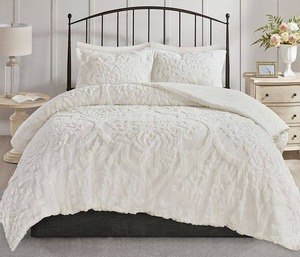 lot 8336 image: Madison Park Viola KingCal King 3 Piece Cotton Chenille Damask Comforter Set Bedding