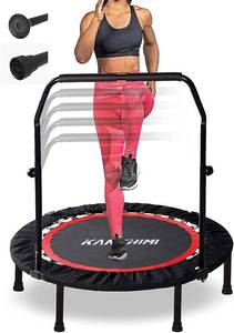 lot 8339 image: Kanchimi 40 Folding Mini Fitness Indoor Exercise Workout Rebounder Trampoline with Handle, Max Load 330lbs