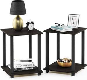 lot 2575 image: Furinno 12127EXBK Simplistic End Table, Set of Two, EspressoBlack