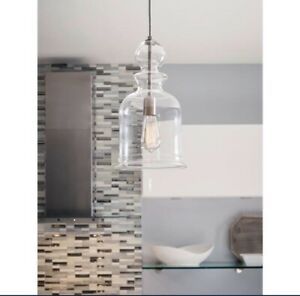 lot 2587 image: Progress Lighting Staunton Collection One-Light Pendant, Brushed Nickel