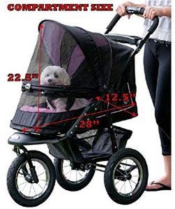 lot 2633 image: Pet Gear No-Zip NV Pet Stroller for CatsDogs, Zipperless Entry, Easy One-Hand Fold, Gel-Filled Tires, Plush Pad  Weather Cover Included (Rose)