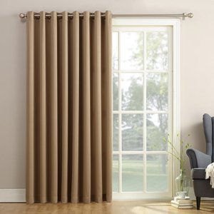 lot 2675 image: Sun Zero Grant 100 x 84 Grommet Top Patio Curtain Panel, Taupe (One Panel)