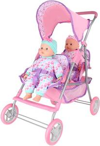 lot 7201 image: Gigo Dream Collection 14 Twin Doll Stroller - Two Baby Dolls Included in Gift Box