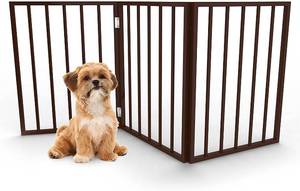 lot 7215 image: PETMAKER Foldable, Free-Standing Wooden Pet Gate- Light Weight, Indoor Barrier for Small DogsCats, Dark Brown, Step Over Doorway Fence, Rich Espresso, 54 X 24