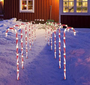 lot 7221 image: Joiedomi 28 Christmas Candy Cane Pathway Markers, Set of 12 Christmas Pathway