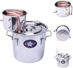 lot 7226 image: Seeutek Alcohol Still 3 Gal 12L Water Alcohol Distiller Spirits Kit Copper Tube Home Brew Wine Making Kit Oil Boiler Stainless Steel for DIY Whisky Brandy
