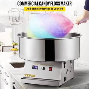 lot 8306 image: VEVOR Electric Cotton Candy Machine, 19.7-inch Cotton Candy Maker, 1050W Candy Floss Maker, Silver Commercial Cotton Candy Machine with Stainless Steel Bowl and Sugar Scoop, Perfect for Family Party