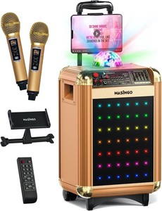 lot 2278 image: MASINGO - Bluetooth Karaoke Machine for Adults and Kids -  (Gold) - Retail $229.49