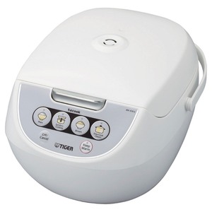 lot 2279 image: Tiger Corporation - 5.5-Cup Micom Rice Cooker with Food Steamer and Slow Cooker - White - Retail $74.99