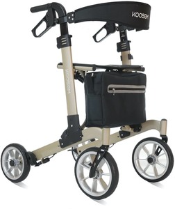 lot 2292 image: Koosom - Rolling Walker with Seat &amp Brakes Fold Up Heavy Duty with 10 Front Wheels - Supports to 300 lbs - Horizontal Folding - Retail $276.99