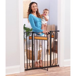 lot 2327 image: Regalo Home Accents - Extra Tall Walk Thru Gate, Hardwood and Steel - Retail $54.99