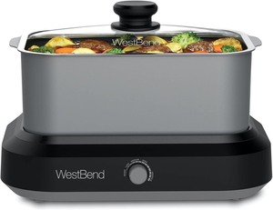 lot 2360 image: West Bend - Slow Cooker Large Capacity -  Silver - Retail $59.99