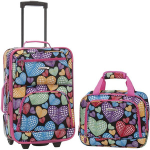 lot 2374 image: Rockland Fashion - Softside Upright Luggage Set, New Heart, 2-Piece - Retail $61.00