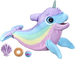lot 2384 image: FurReal Wavy The Narwhal Interactive Animatronic Plush Toy -  Retail $86.99